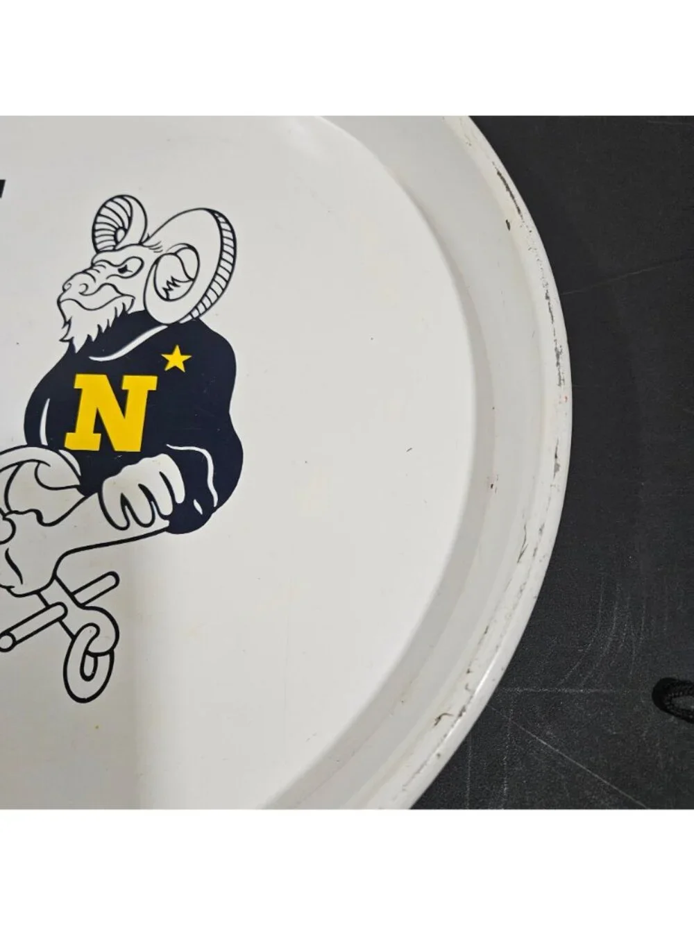 Vintage US Navy Goat Mascot Metal Tray 13